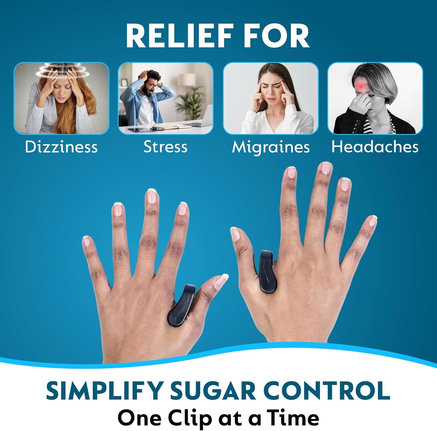 Pack of 1 Sugar Control Acupressure Clip for Diabetics Sugar Control LI4 Acupressure Point Clip Headache Relief Products Migraine &Tension Relief